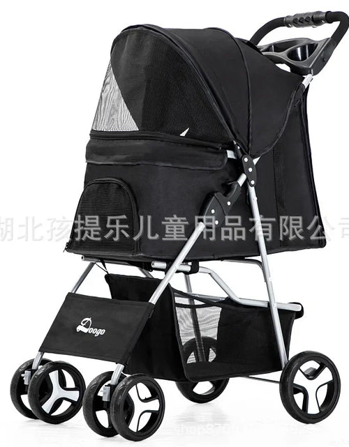 Load image into Gallery viewer, DTC-804 Portable Foldable Pet Cart Cat Dog Four Wheeled Cart Pet Outing Cart Single Handed Delivery with Sunroof
