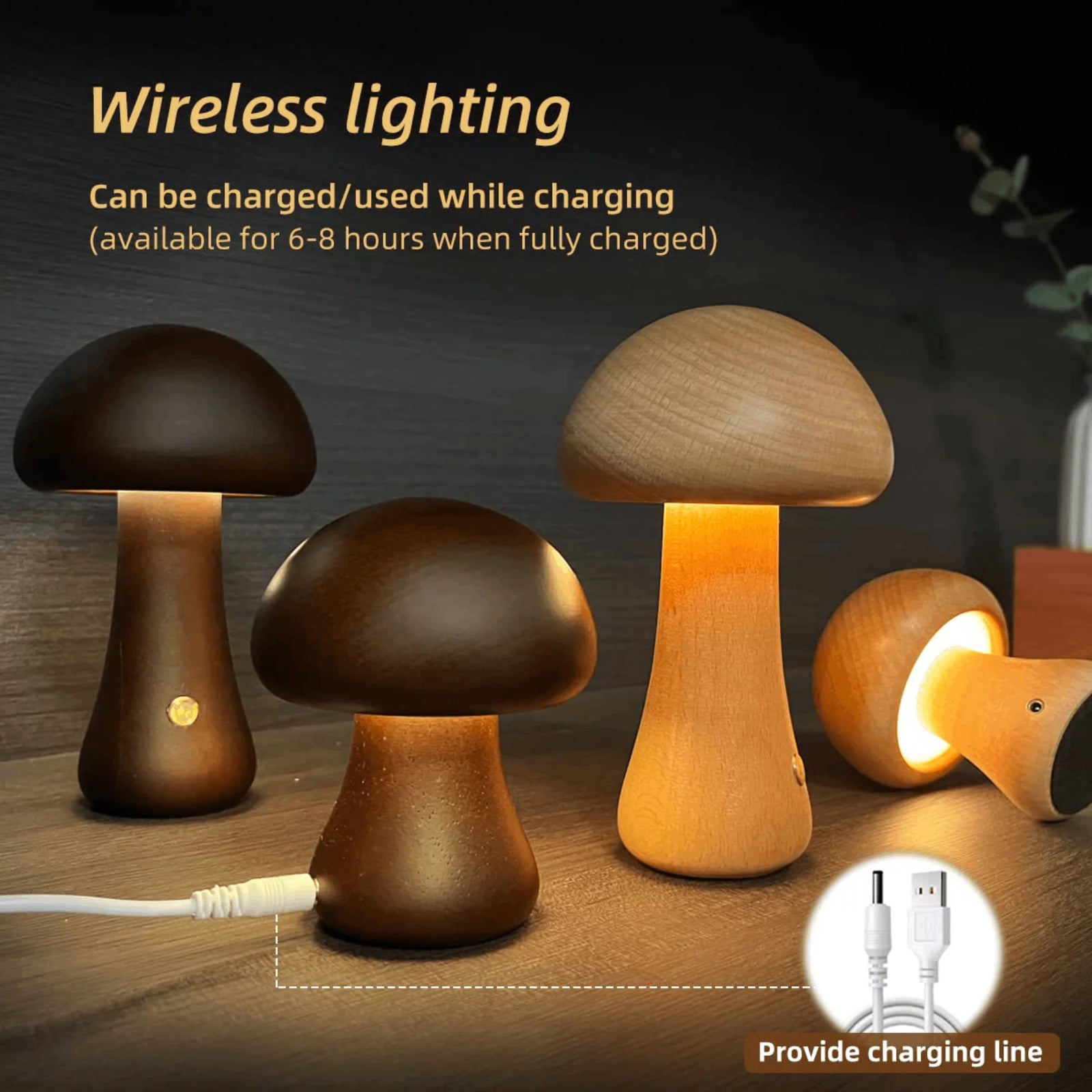 Mushroom Table Lamp,  Creative Bedside Night Light Dimmable LED for Home Decor