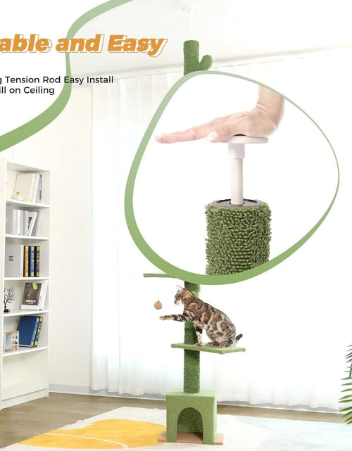 Load image into Gallery viewer, Floor to Ceiling Cat Tree Ajustable Height [82-108 Inches=208-275Cm] 6 Tiers Tower Fit for 7-9 Feet Ceiling
