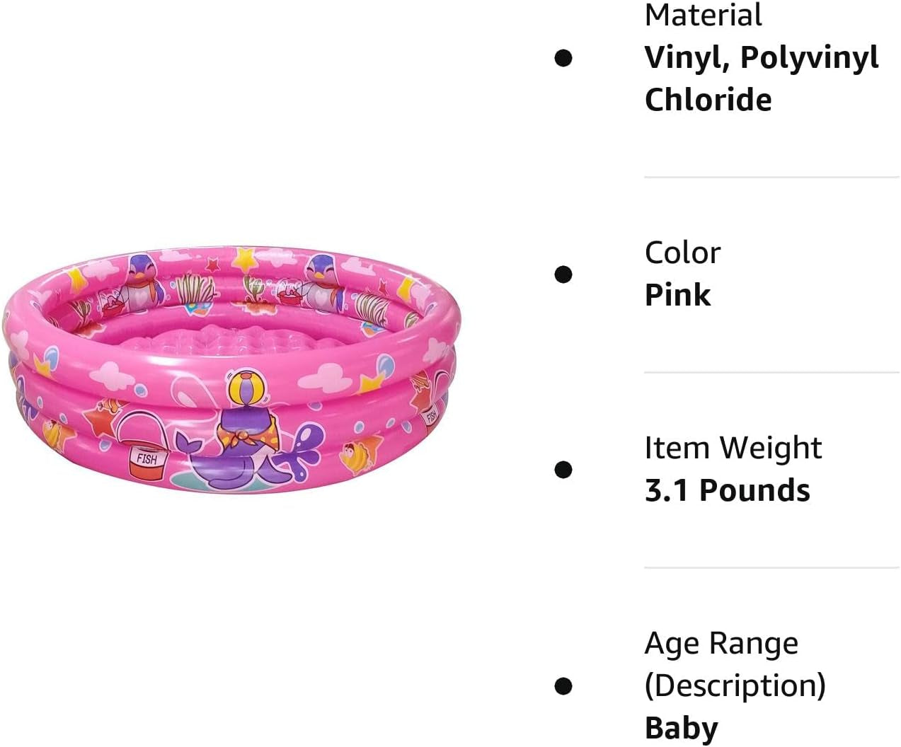 3 Rings Kiddie Pool, 48”X12”, Kids Swimming Pool, Inflatable Baby Ball Pit Pool, Small Infant Pool (Pink)