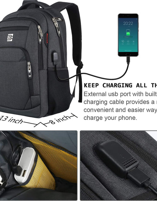 Load image into Gallery viewer, Laptop Backpack,Business Travel anti Theft Slim Durable Laptops Backpack with USB Charging Port,Water Resistant College School Computer Bag for Women &amp; Men Fits 15.6 Inch Laptop and Notebook - Black
