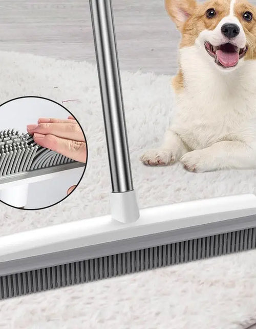 Load image into Gallery viewer, Pet Hair Rubber Broom Floor Brush for Carpet Dog Hair Remover with Built in Squeegee Silicone Mini Broom Hair Remover Cleaning
