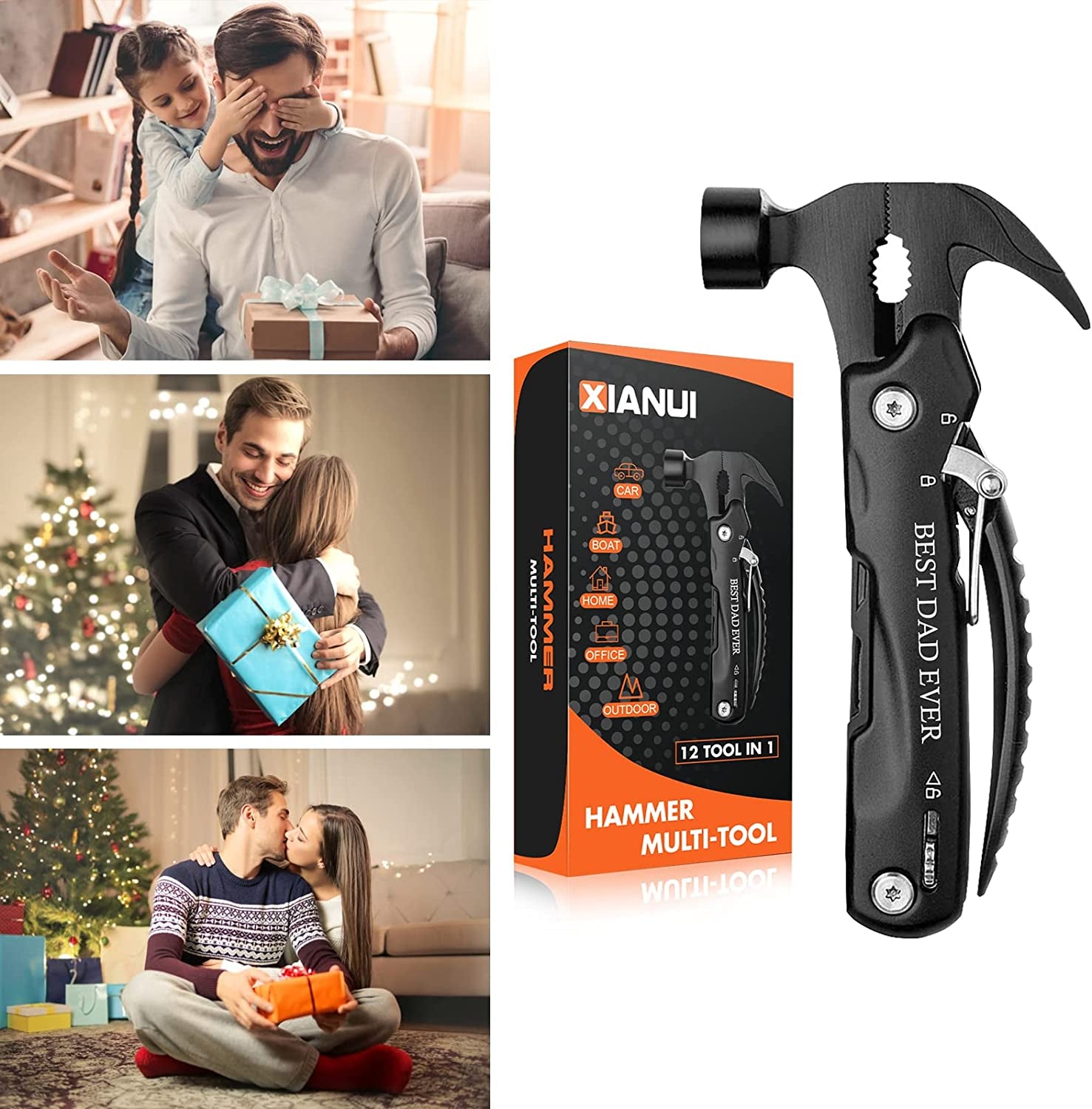 Gifts for Dad, All in One Hammer Multitool, Dad Gifts from Daughter Son, Unique Birthday Gift Idea, Gifts for Dad Who Has Everything and Wants Nothing, Christmas Stocking Stuffers for Dad