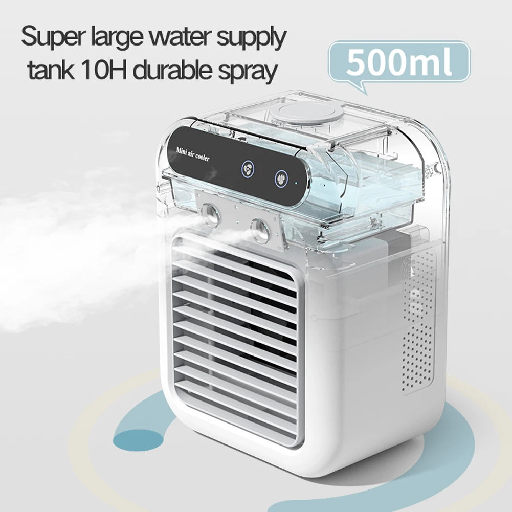 Cold Air Conditioner Fan Mobile Air Conditioning Portable 500Ml Humidifier Mist Cooler Home Electric Fan Mini Ac Air Cooling Fan