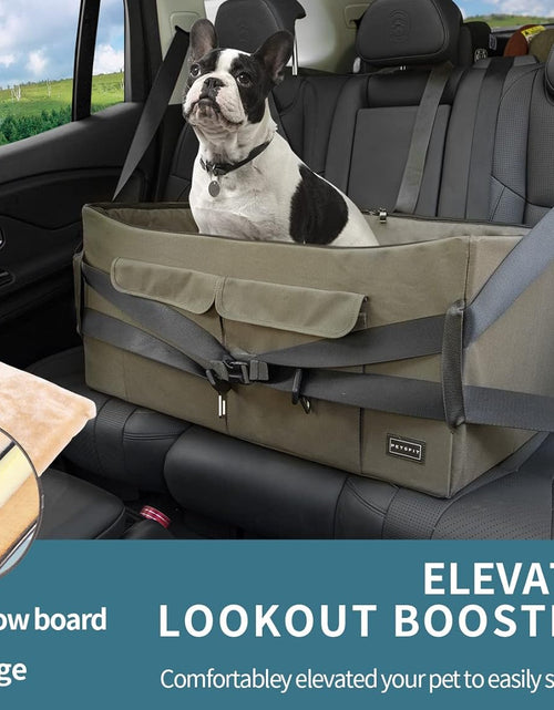 Load image into Gallery viewer, Dog Car Seat, Pet Travel Car Booster Seat with Safety Belt, Washable Double-Sided Cushion and Storage Pocket for Pets
