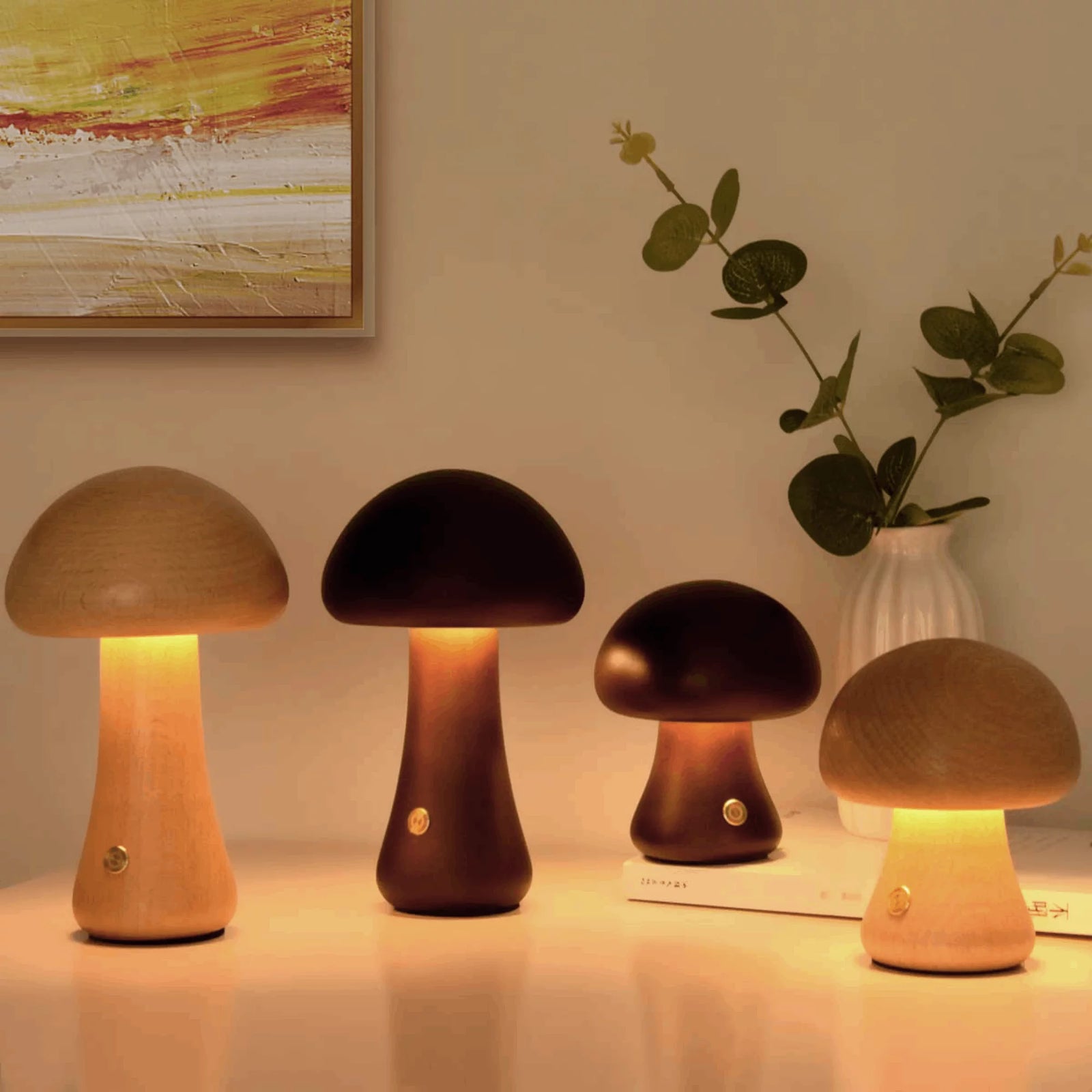 Mushroom Table Lamp,  Creative Bedside Night Light Dimmable LED for Home Decor