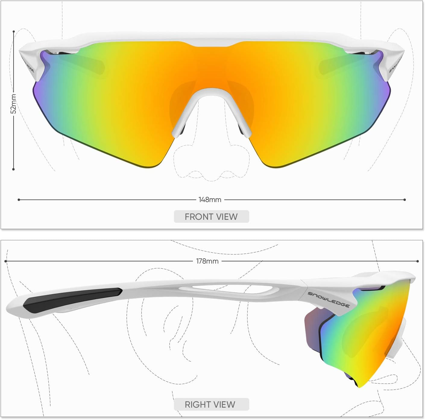 Cycling Glasses, TR90 Unbreakable Frame Polarized Anti-Uv400 Sports Sunglasses