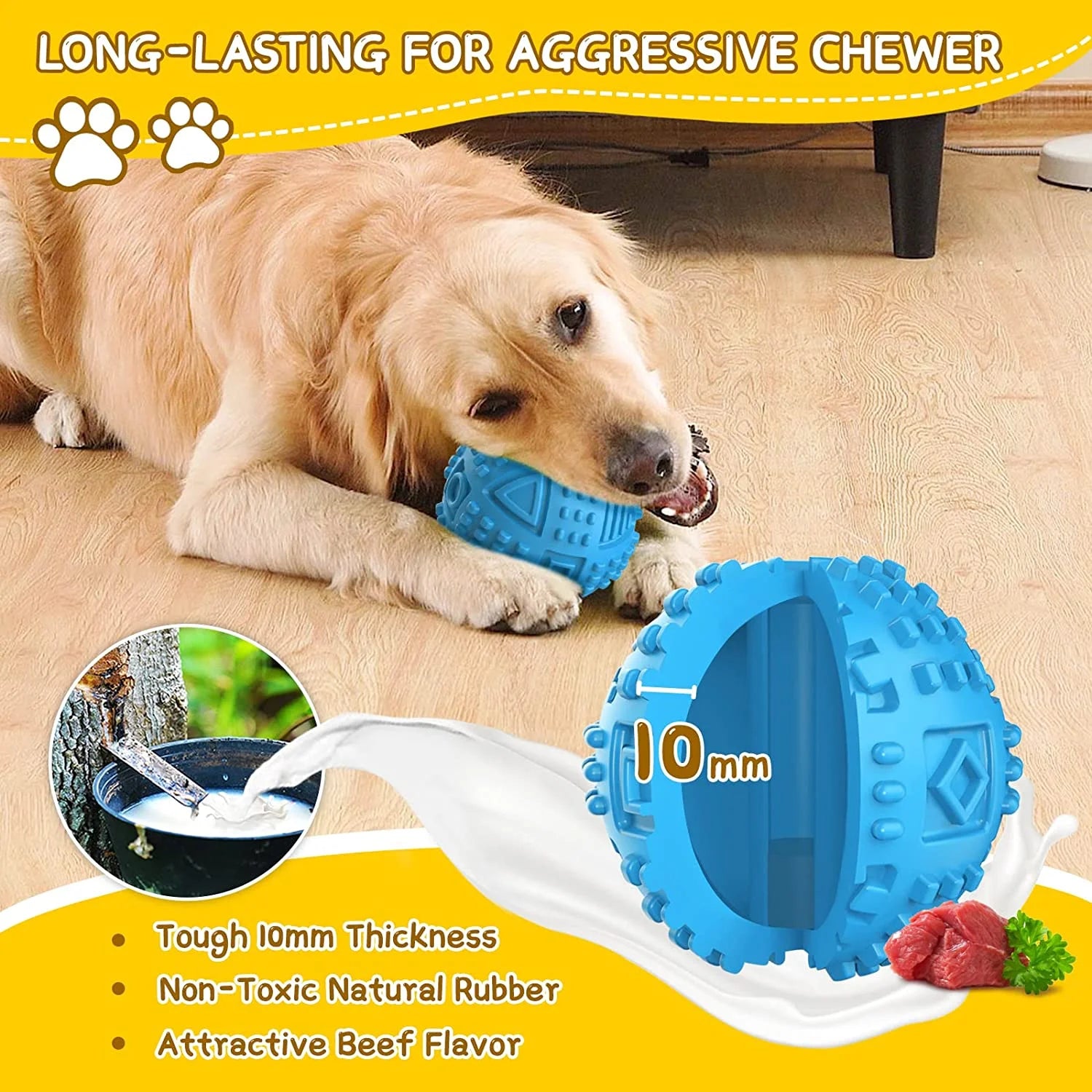 Dog Balls Treat Dispensing Dog Toys, Dog Toys for Aggressive Chewers Large Breed, Squeaky Dog Chew Toys for Large Dogs, Natural Rubber Dog Puzzle Toys, Tough IQ Dog Treat Balls