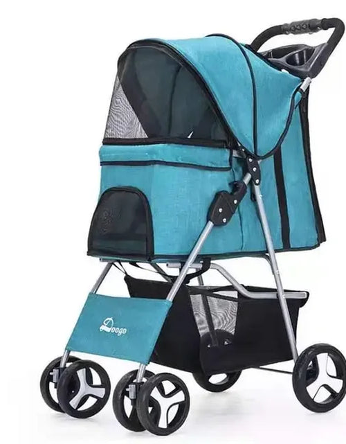 Load image into Gallery viewer, DTC-804 Portable Foldable Pet Cart Cat Dog Four Wheeled Cart Pet Outing Cart Single Handed Delivery with Sunroof
