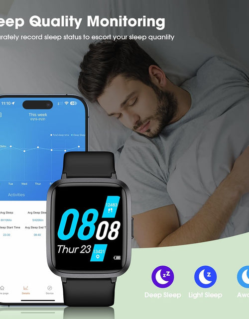 Load image into Gallery viewer, Smart Watch, Touchscreen Fitness Tracker with Heart Rate &amp; Spo2 Monitor, Sleep Tracking, IP68 Waterproof Pedometer Smartwatch Compatible with Iphone and Android Phones for Women Men
