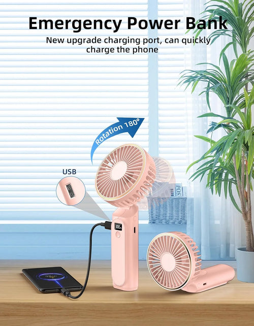 Load image into Gallery viewer, Portable Handheld Mini Fan, Neck Fan, 4000Mah Desk Fan, 180° Adjustable, 6 Speed Wind, Display Electricity in Real Time, USB Rechargeable Foldable Fan, Quiet Personal Fan with Power Bank - Blue
