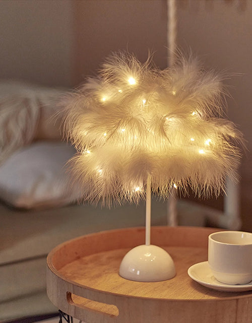 Load image into Gallery viewer, Feather Lamp,Lamps for Night Stands,Nightstand Lamp, Bedroom Table Lamp, Decorations for Bedroom, Mother&#39;S Day Gifts(White)
