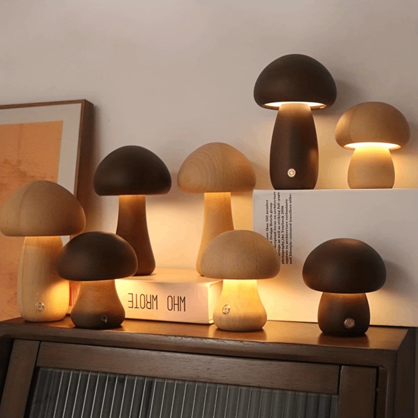 Mushroom Table Lamp,  Creative Bedside Night Light Dimmable LED for Home Decor