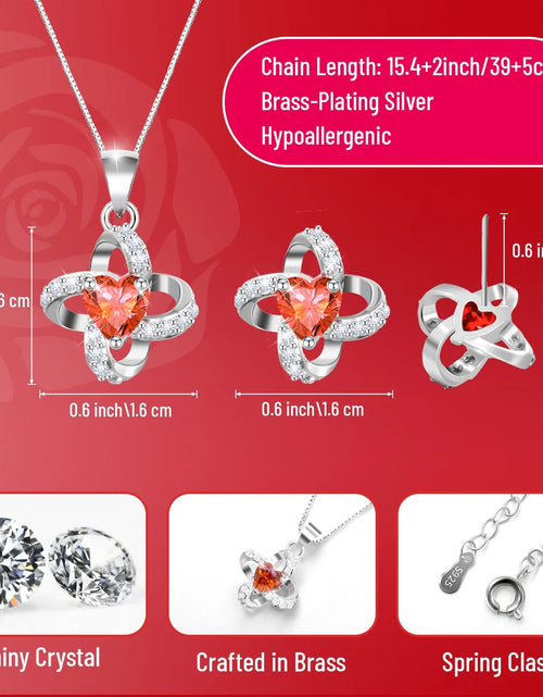 Load image into Gallery viewer, Eternal Rose with Necklace Earrings Set Birthday Gifts for Women Mom Preserved Real Flowers Mothers Day Valentines Day Gifts Anniversary Jewelry Sets for Women Grandma Wife Girlfriend Her (Red)
