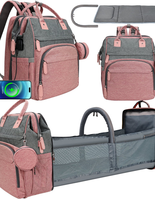 Load image into Gallery viewer, Baby Diaper Bag Backpack with Changing Station, Pacifier Case ,Pink Color
