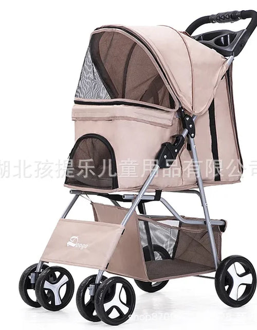 Load image into Gallery viewer, DTC-804 Portable Foldable Pet Cart Cat Dog Four Wheeled Cart Pet Outing Cart Single Handed Delivery with Sunroof
