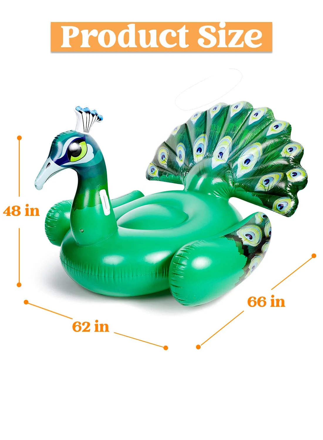 Inflatable Peacock Pool Float, Giant Green Peacock Ride on Raft for Swimming Pool, Beach Floaties, Party Decoration Toys, Inflatable Island, Summer Pool Raft Lounge for Adults & Kids